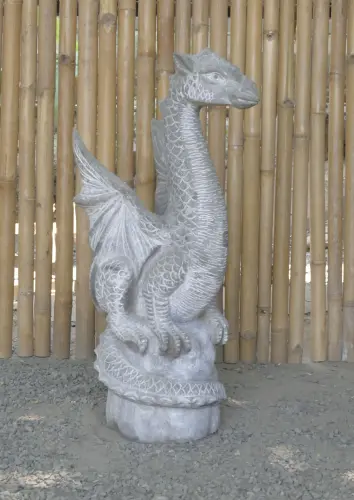 Product image of the product “Sitting dragon on stone, approx. 75 H cm, cast stone, natural ”